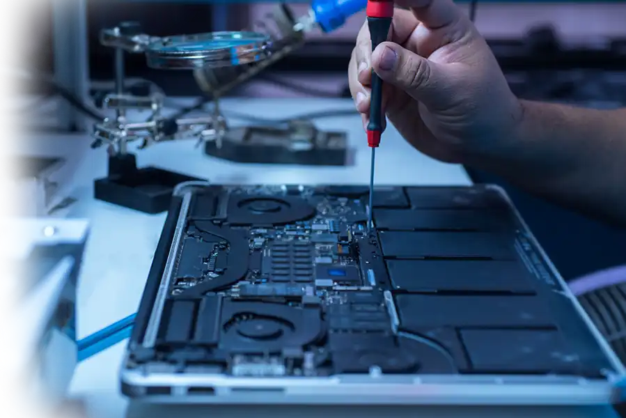 Data recovery engineer working on SSD drive